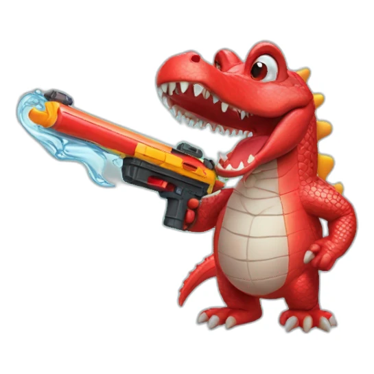 red crocodile with water gun sticker