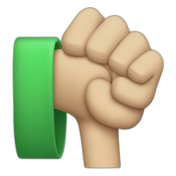 Arm with a green shirt sticker
