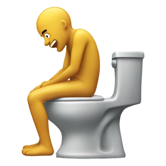 man sitting on toilet throwing up sticker