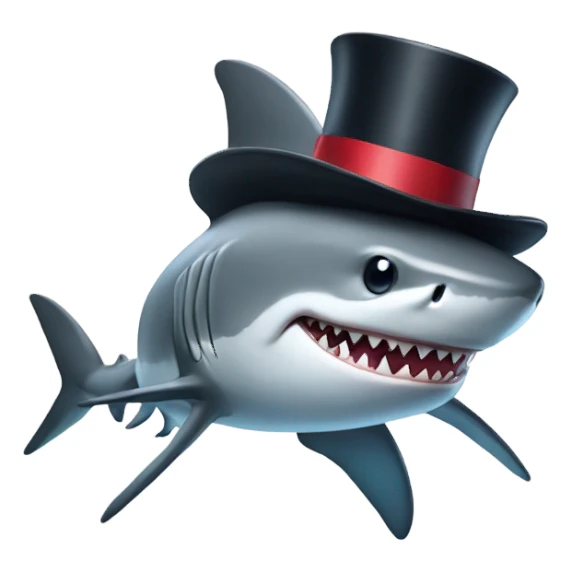 Shark with a top hat sticker
