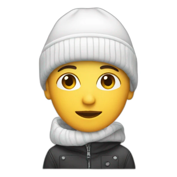 white designer with beanie sticker
