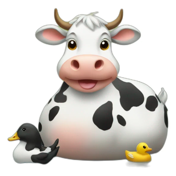 cow sitting on a duck sticker