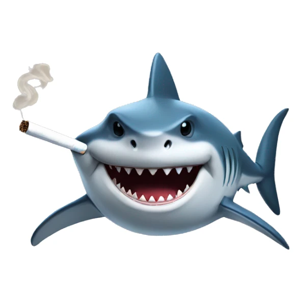 Shark holding a cigarette sticker