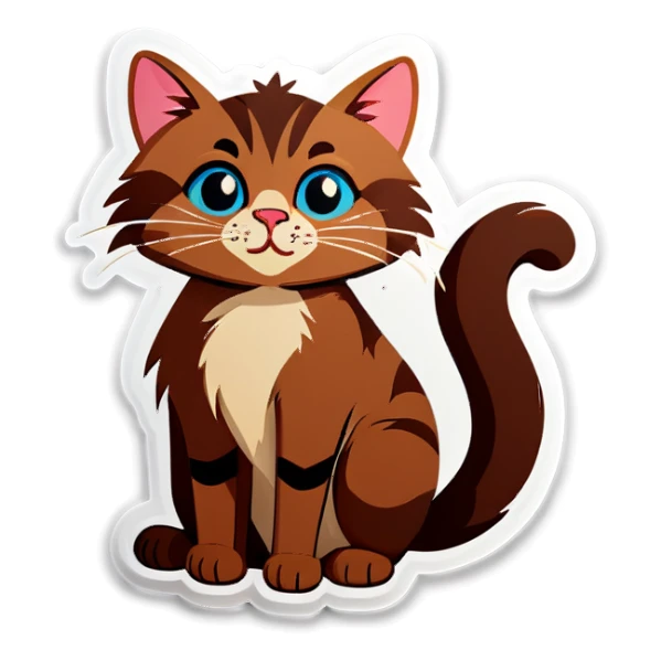 heart with brown cat sticker