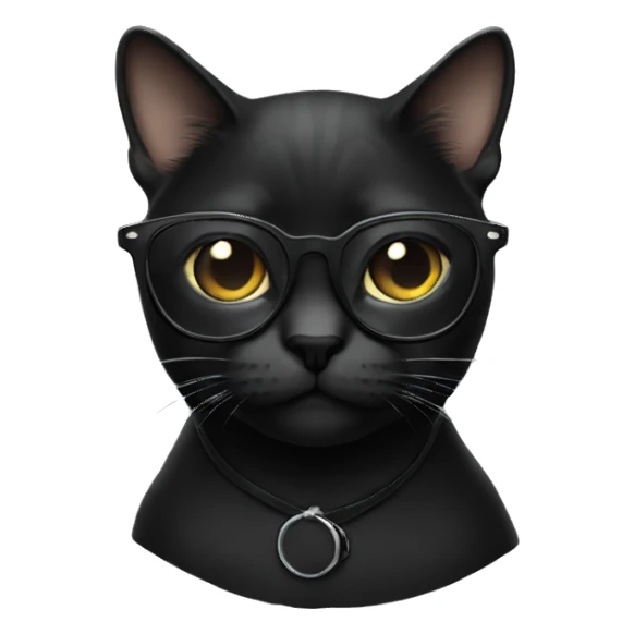 Cat black wearing glasses black sticker