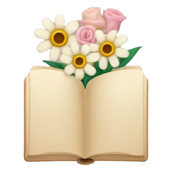 beige books and flowers sticker