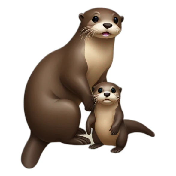 Otter with baby  sticker
