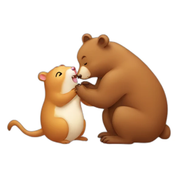 bear kissing hamster sticker