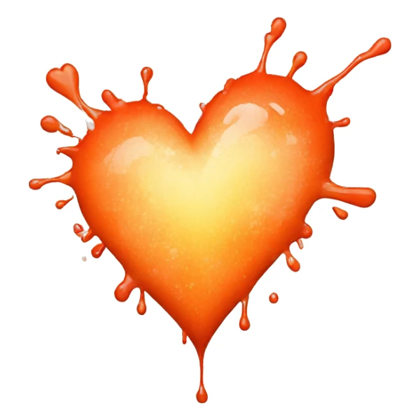 splattered paint heart glowing red-orange warmth sticker