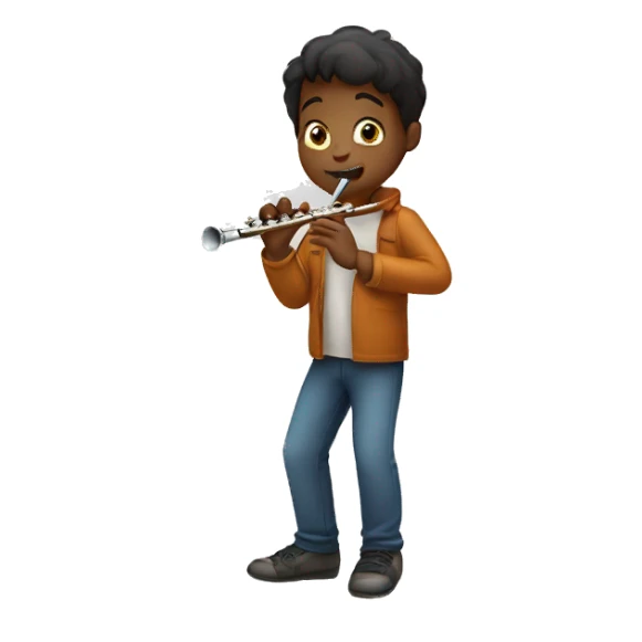 A boy playing the flute sticker