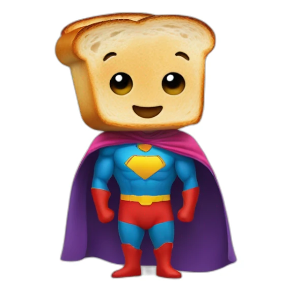 toast wearing a superhero cape sticker