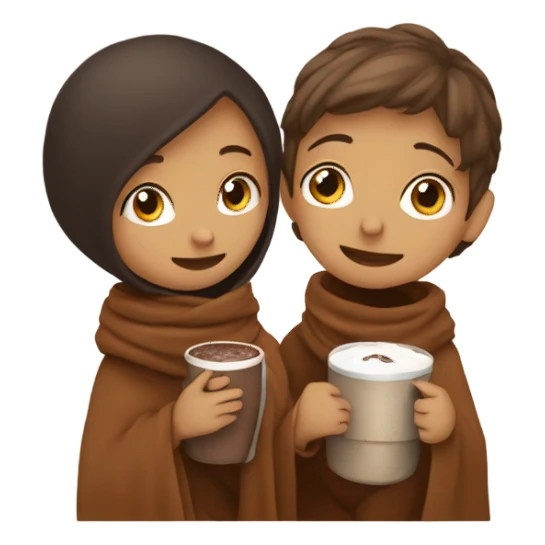 Girl and boy drinking hot chocolate under blanket sticker