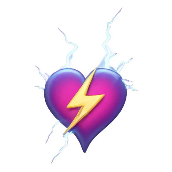 Heart with lightning bolts sticker