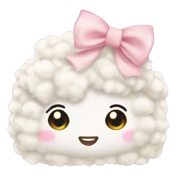 fluffy cream cosmetic bag with a bow sticker