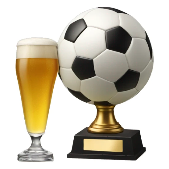 Soccer ball with trophy and a beer  sticker