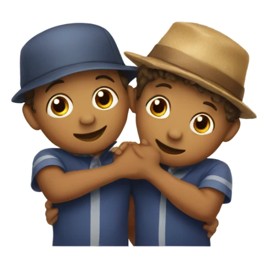 boys in fun hats hug sticker