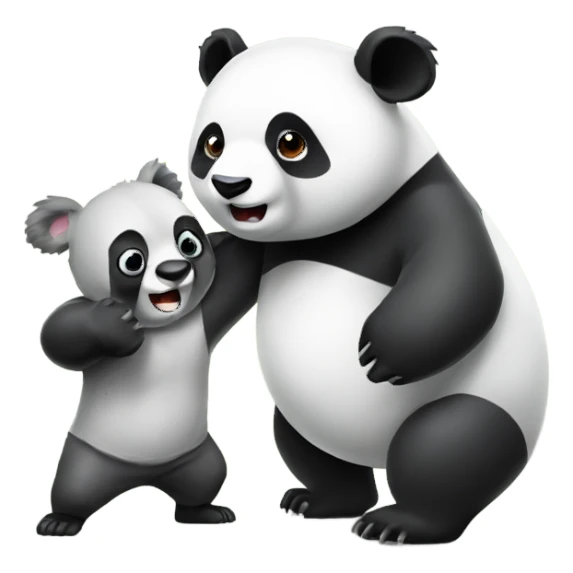 Panda fighting against a koala sticker