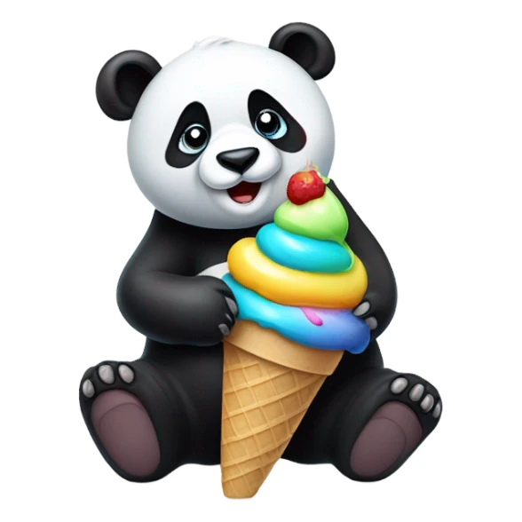 Panda holding an ice cream cone  sticker