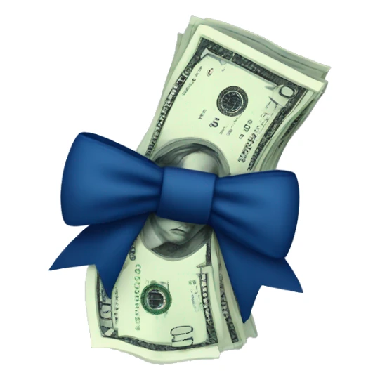  money with dark blue bow sticker