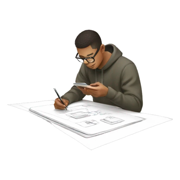 ux designer sketching a mobile app sticker