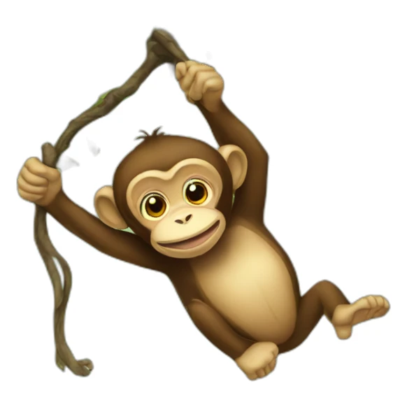 a monkey hanging from a tree sticker