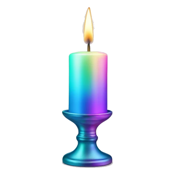 Iridescent candle with holder sticker