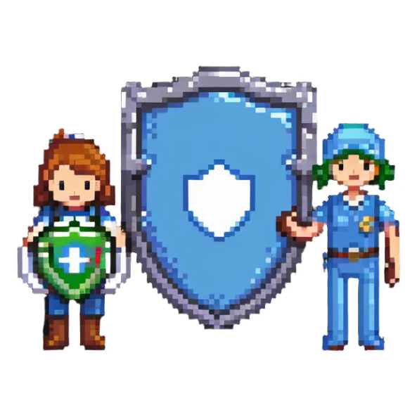 tech support shield with phone icon and friendly helper character sticker