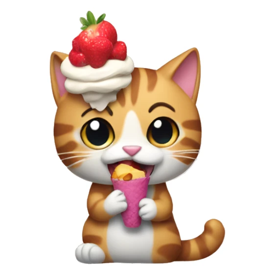 Gato comiendo un helado sticker
