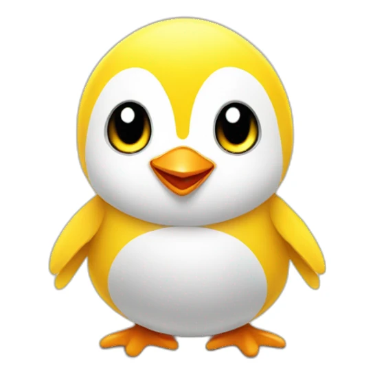 yellow-chick-smile-cute-with penguin sticker