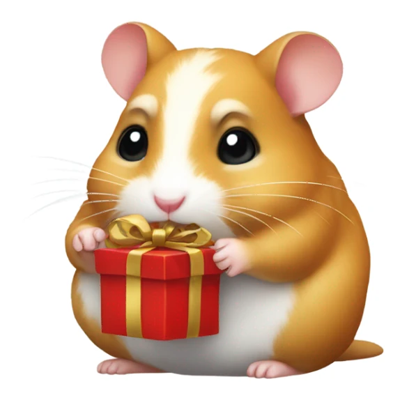 A hamster with a gift in its paws sticker
