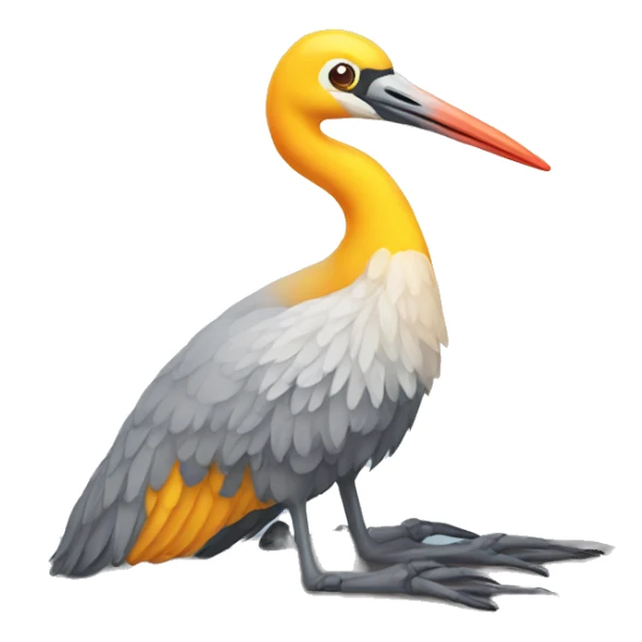 crane bird lying on floor sticker