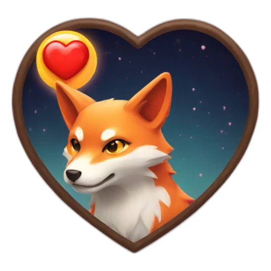kitsune heart sticker