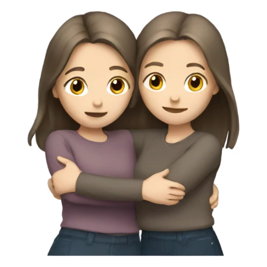 two pale brunette girls hugging sticker