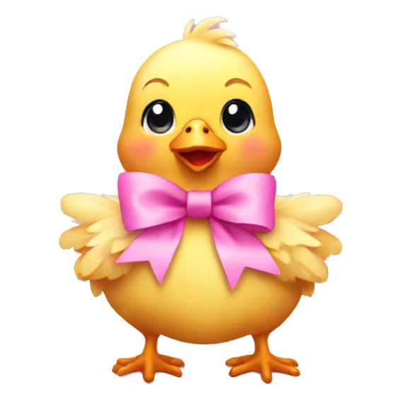 Baby chicken with pink bow sticker