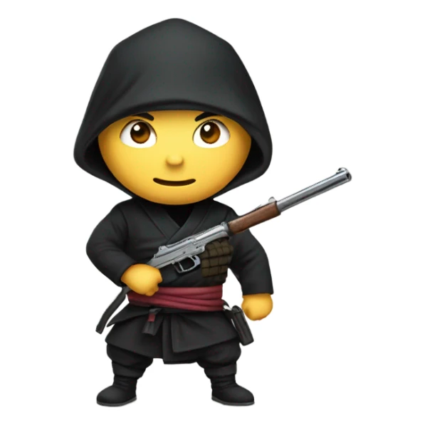 ninja holding gun sticker