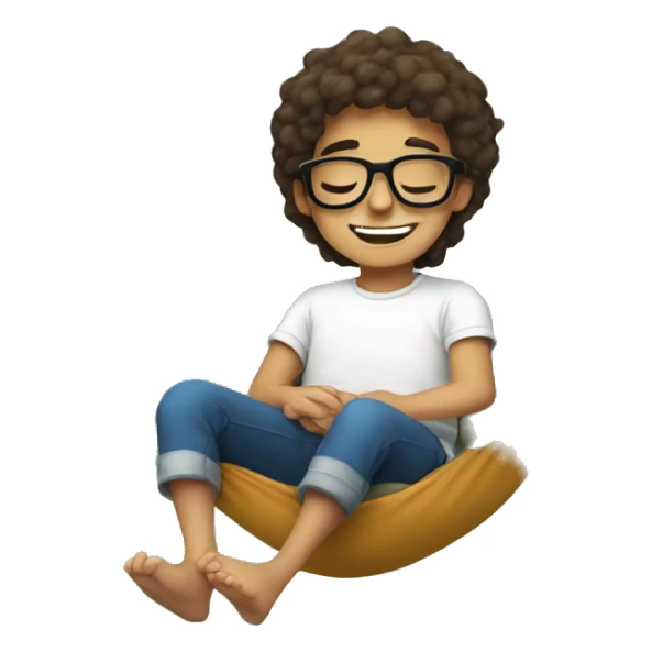 smiling boy with glasses meme sleeping in a hammock  sticker