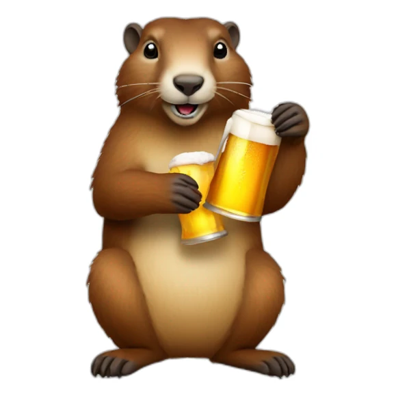 a marmot holding a beer sticker