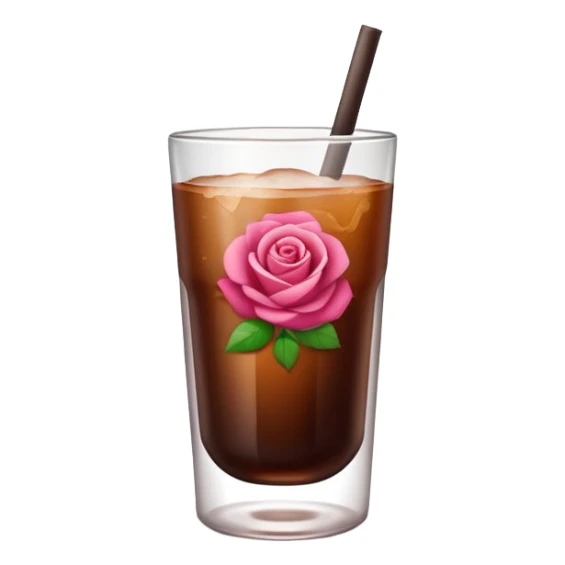 Cold brew coffee with rose mini small size glas sticker