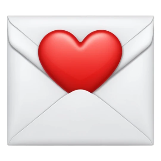 White Envelope of a letter with a seal in shape of a Heart sticker