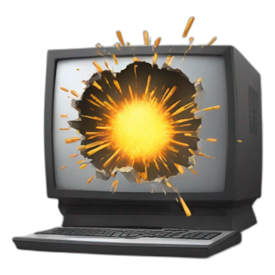 exploding computer sticker