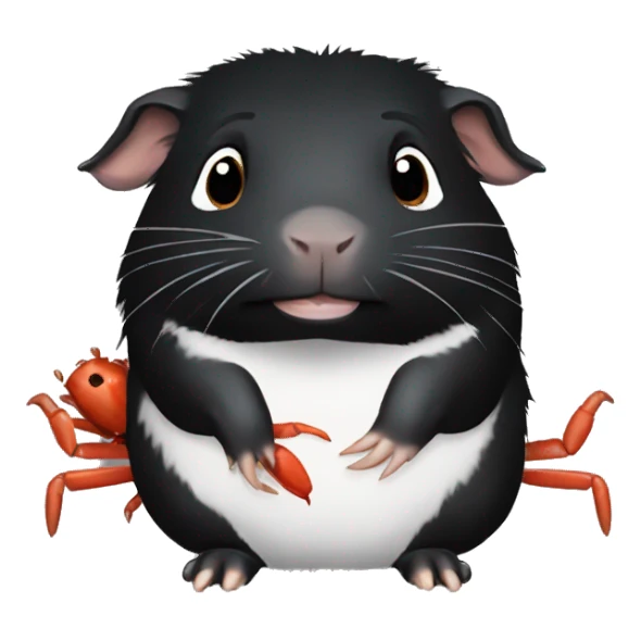 Black guinea pig with crab sticker