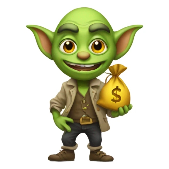 Goblin with money bag sticker