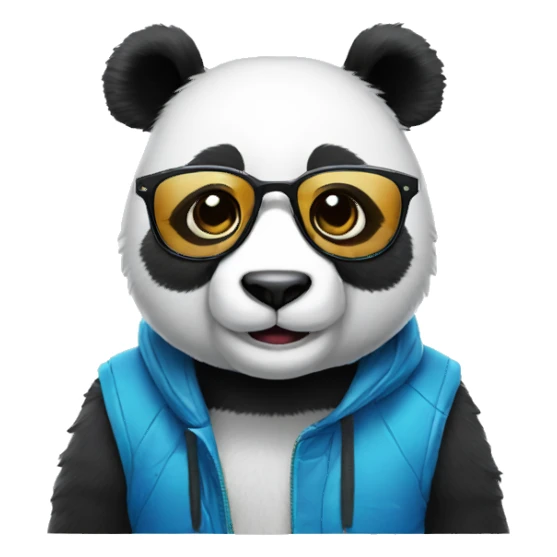 smiling blue panda designer with cool glasses sticker
