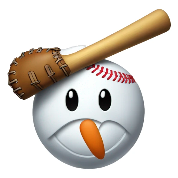 snowman with baseball glove and baseball bat sticker