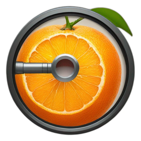 mandarine with a loupe sticker