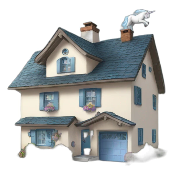 Unicorn above a house sticker