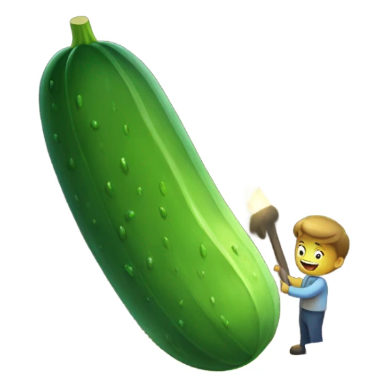 A wet cucumber going into a cavern sticker