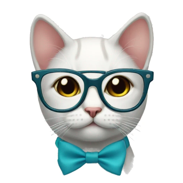 cat with glasses and a bow sticker