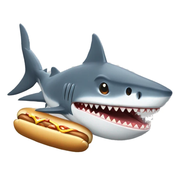 Shark eating a hot dog  sticker