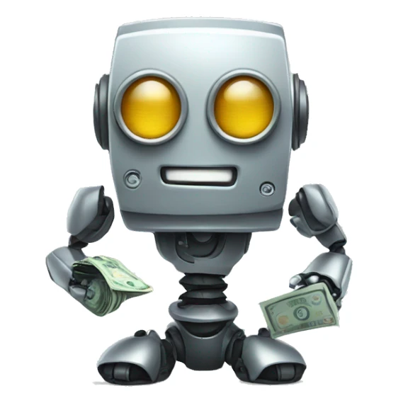 Cute robot with money sticker